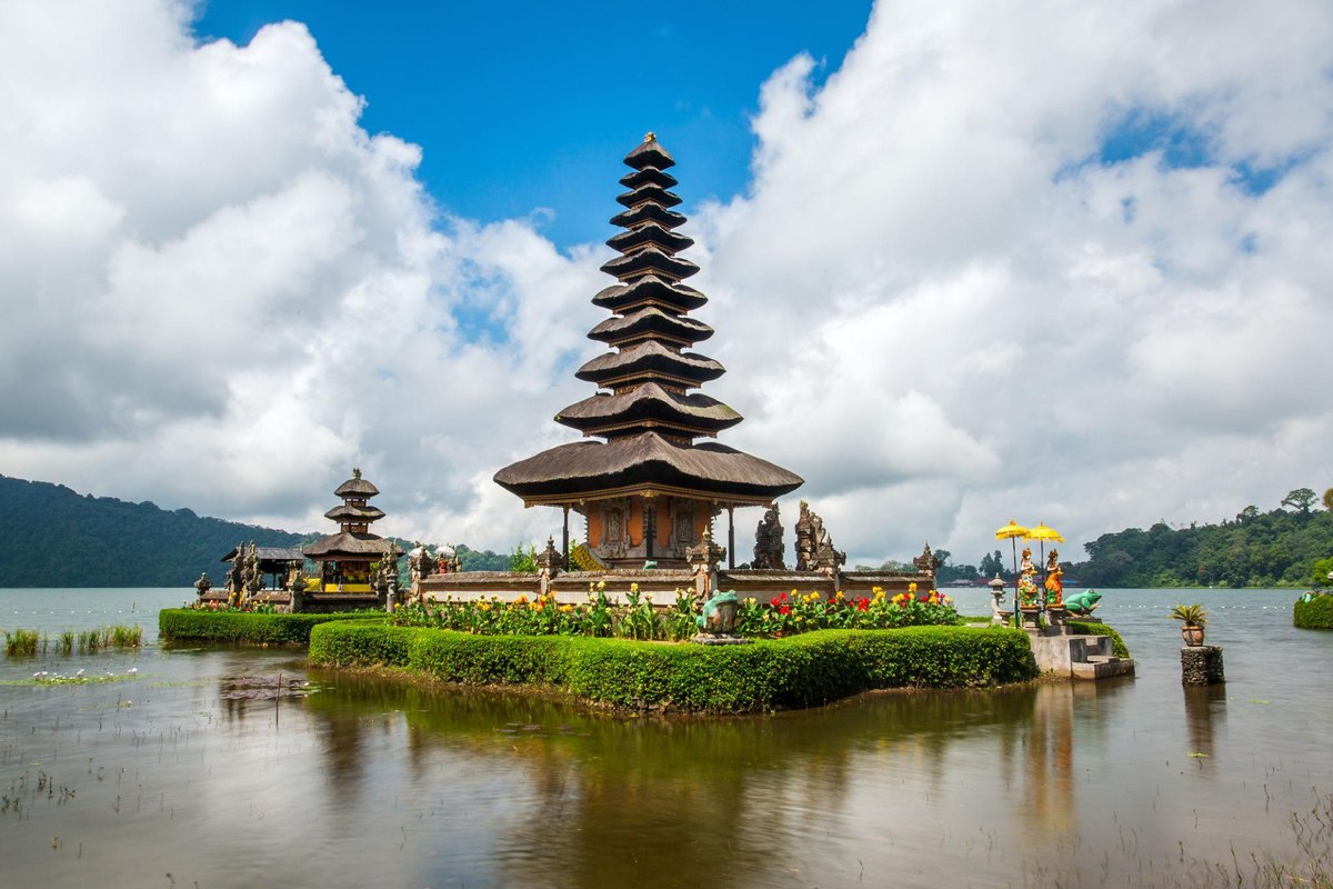 Pura Ulun Danu Beratan temple on the lake, one of Bali's most iconic sights