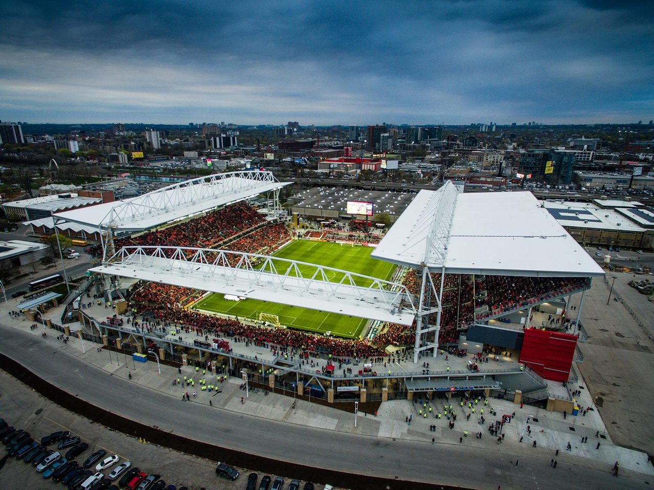 A packed BMO Field in Toronto on match day, where tens of thousands of fans strain the local network at once