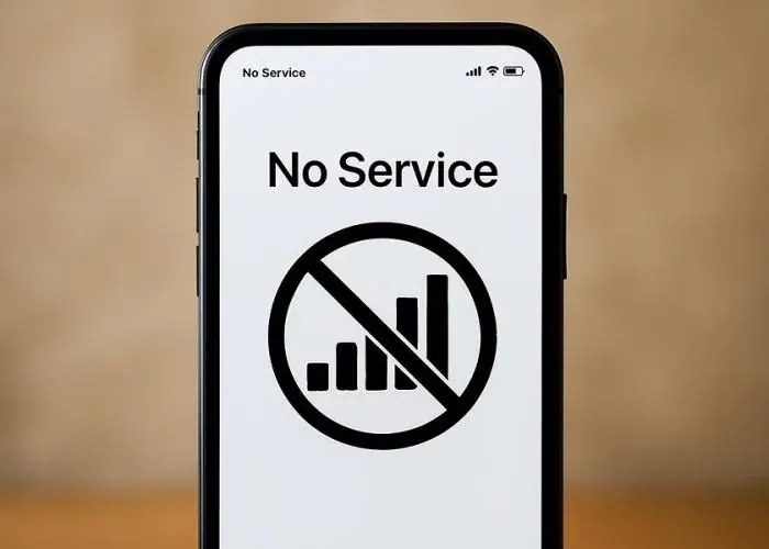 A phone screen showing No Service