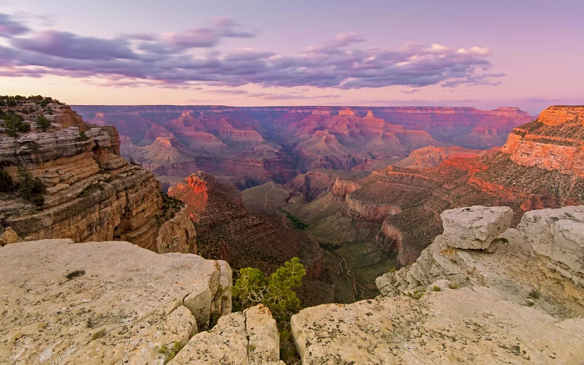 The Grand Canyon at dusk from the South Rim