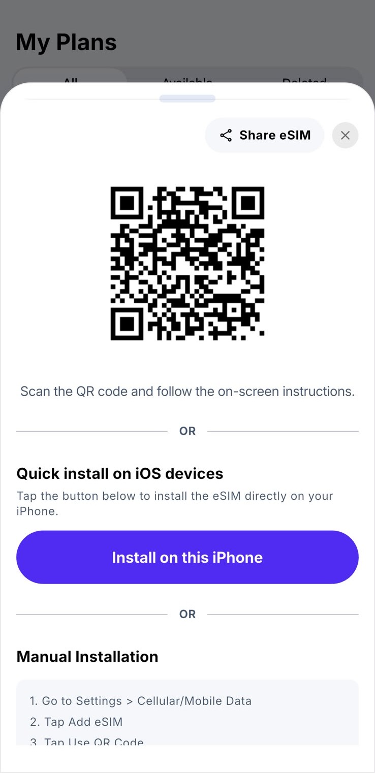 Esim70 app screen 6