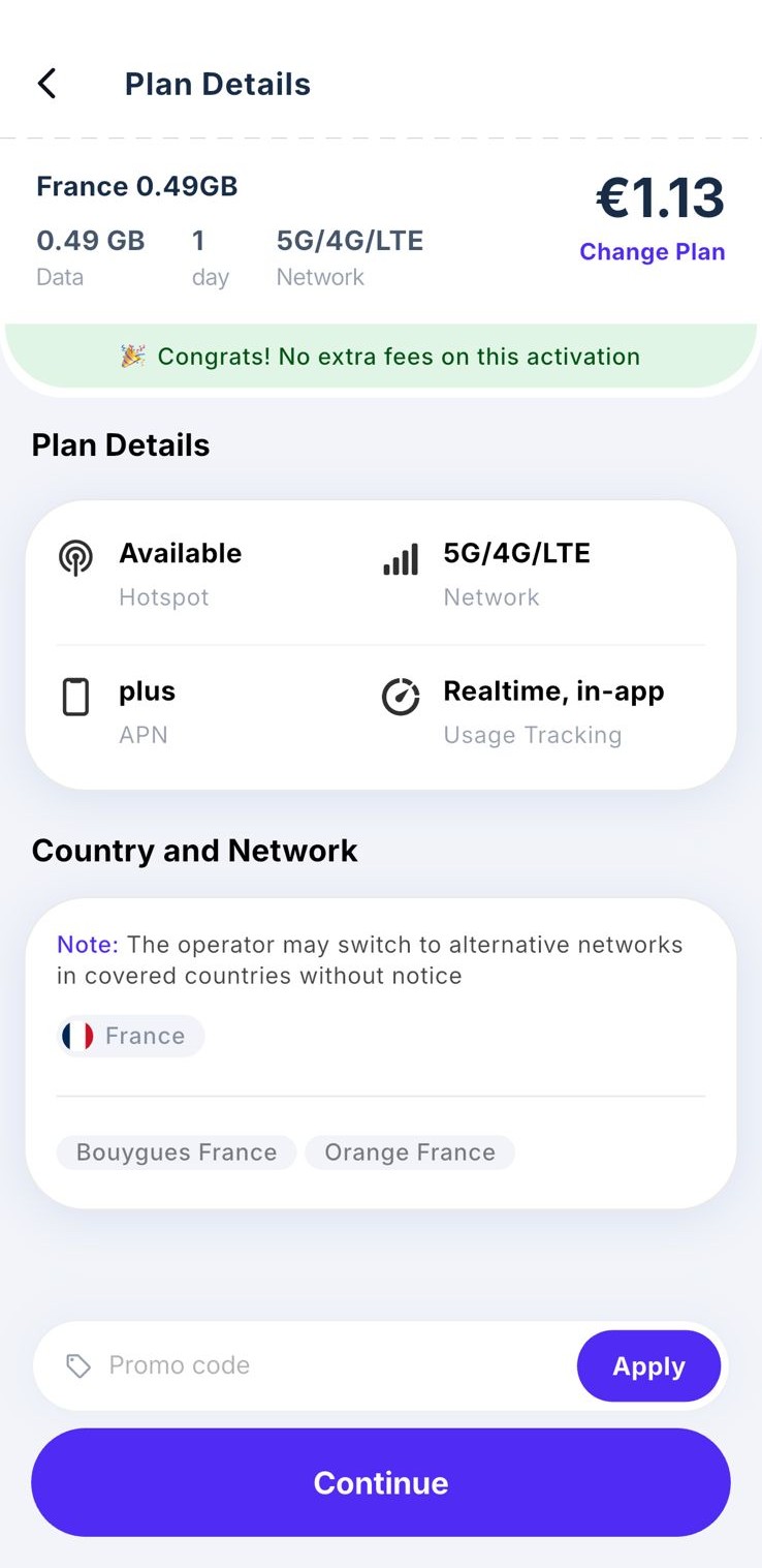 Esim70 app screen 3